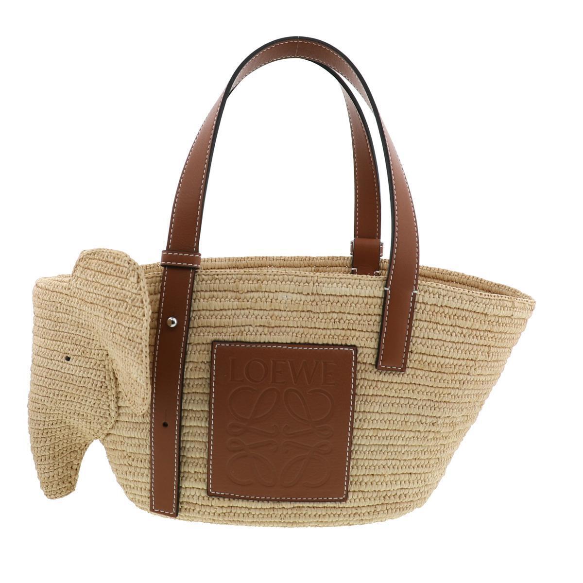 Loewe Elephant Basket Bag Handbag Beige Brown